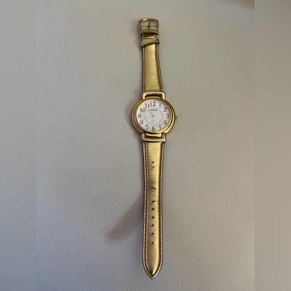 Demore gold genuine leather wrist watch unisex